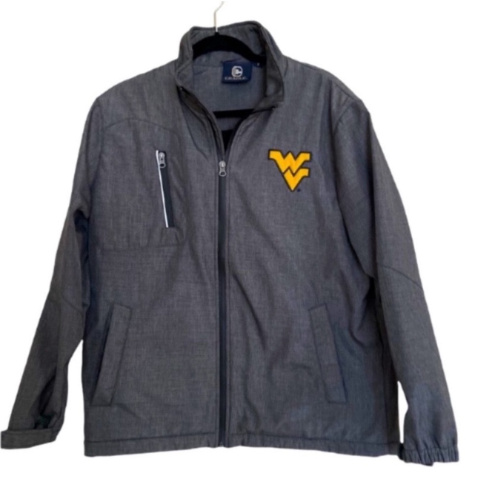 WVU Men's Parka Fleece Lining WV Patch Zip Pockets Game Day Cozy Warm Small EUC